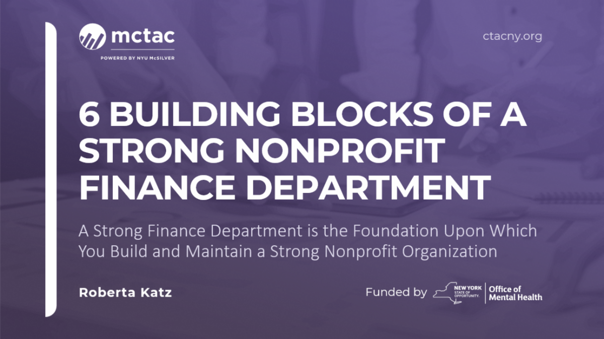 6 building blocks of a strong nonprofit finance department