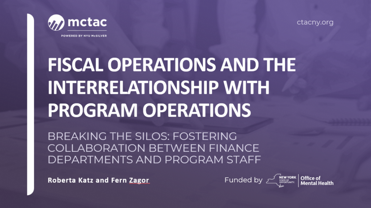 Webinar for fiscal operations and with interrelationship with program operations
